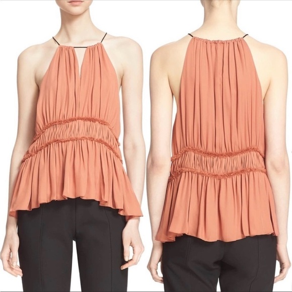 cinq a sept Tops - Cinq á Sept Lotus Silk Peplum Top Flaw